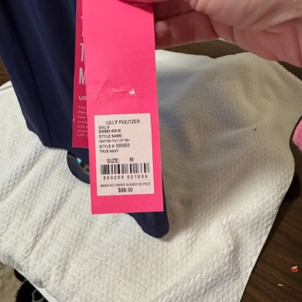Lilly Pulitzer NWT Luxletic Martina Polo Top | UPF 50+ Navy Golf Ruffle Tank M - Picture 2 of 9